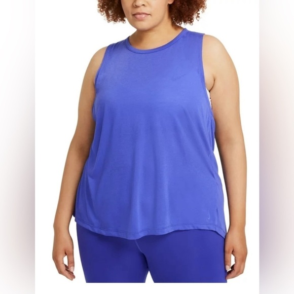 Nike Women's Yoga Dri Fit Crossback Tank Blue 2x - Picture 2 of 3